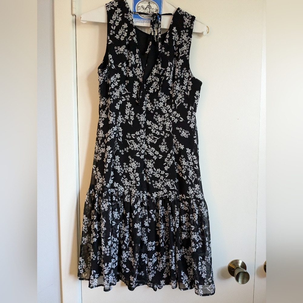 Black and white knee length sleeveless casual/formal dress.